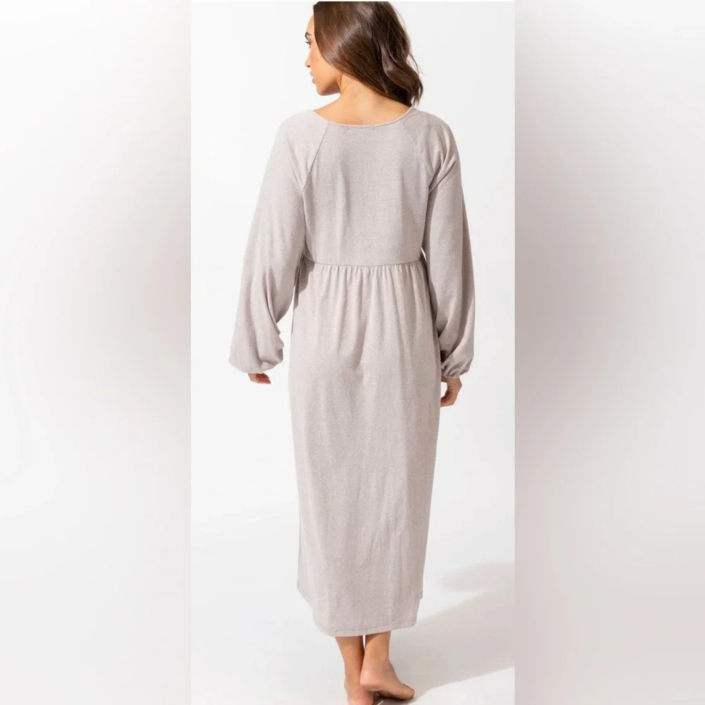 Threads 4 Thought Tan Brigitte Tie Neck Dress Size Medium NWT - Picture 3 of 13